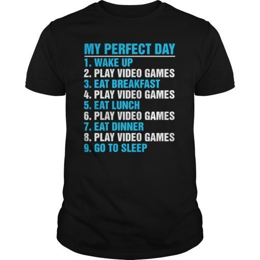 My Perfect Day Video Games T-Shirt Funny Gamer Player Gifts