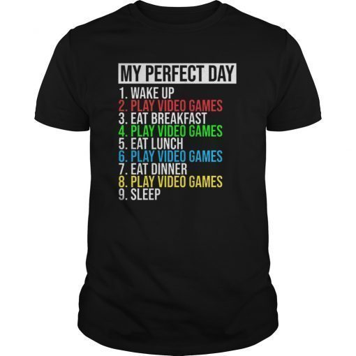 My Perfect Day Video Games T-shirt Funny Cool Gamer Tee Gift