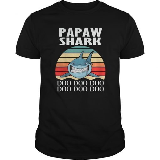 Papaw Shark T-Shirt Doo Doo Doo - Matching Family Gift Tee