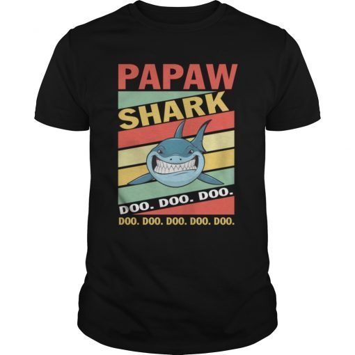 Papaw Shark T-Shirt Doo Doo Doo - Matching Family Gift Tee