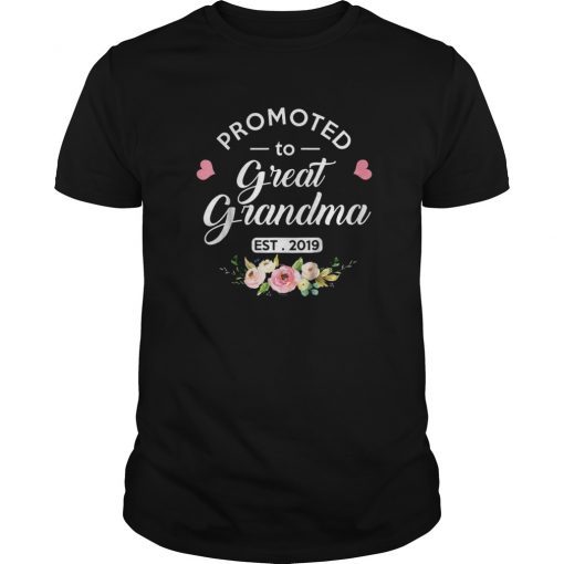 Promoted to Great Grandma Est 2019 New Grandma To Be Shirt