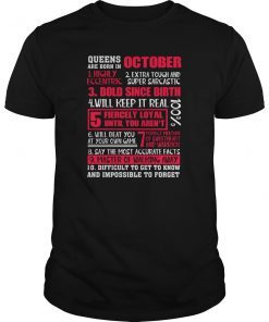 Queens Are Born In October 10 Seasons T Shirt