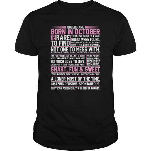 Queens Are Born In October Shirt