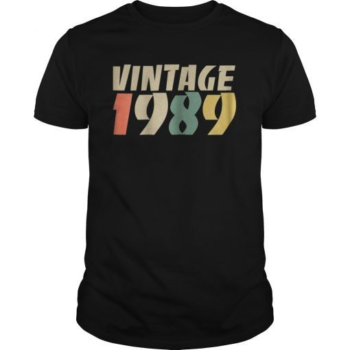 Retro Vintage 1989 30th Birthday Gift Idea T Shirt Men Women