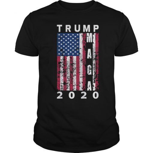 Trump MAGA 2020 Vintage American Flag T-Shirt