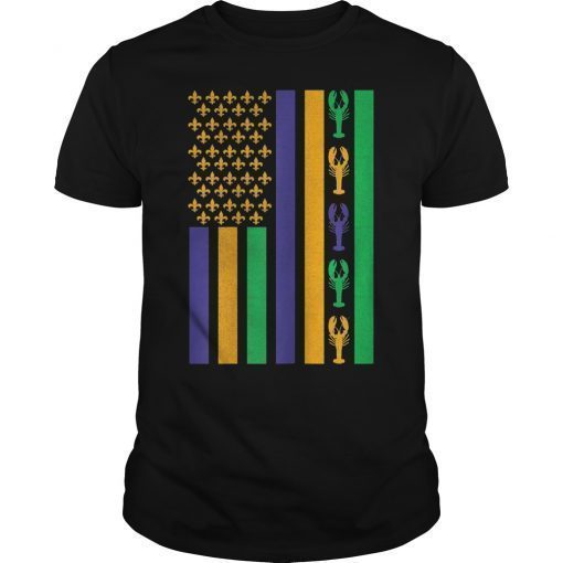 US Mardi Gras Flag TShirts Crayfish Mardi Gras Shirt