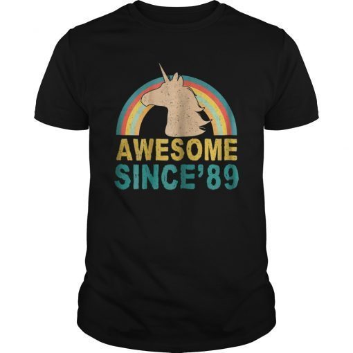 Unicorn 30th Birthday Gift Rainbow 1989 30 Years Old T Shirt