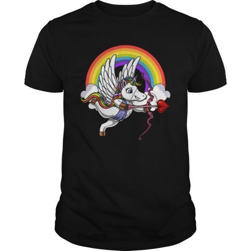 Unicorn Valentines Day Love Heart Rainbow T-Shirt