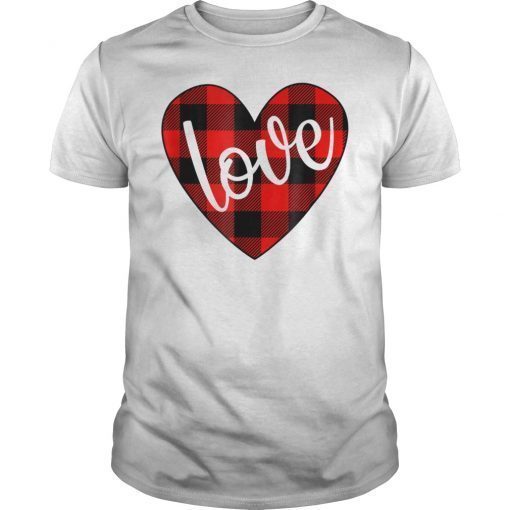 Valentines Day Buffalo Plaid Heart Love Shirt
