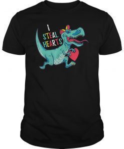 Valentines Day Dinosaur I Steal Hearts T-Shirt