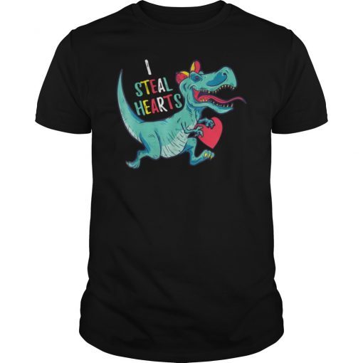 Valentines Day Dinosaur I Steal Hearts T-Shirt