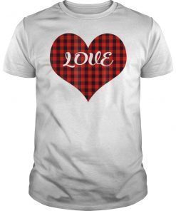 Valentine's Days Buffalo Plaid Heart T-Shirt Men Women Gifts