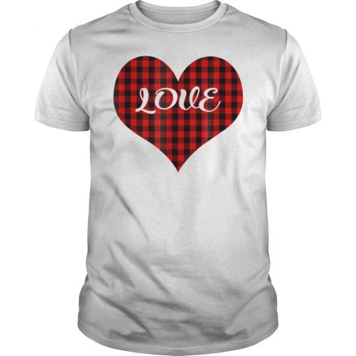 Valentine's Days Buffalo Plaid Heart T-Shirt Men Women Gifts