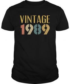 Vintage 1989 T-Shirt Cool Retro Style 30th Birthday Gift Tee