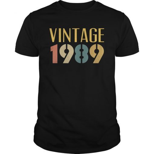 Vintage 1989 T-Shirt Cool Retro Style 30th Birthday Gift Tee