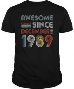 Vintage Awesome Since December 1989 30th Birthday T-Shirt