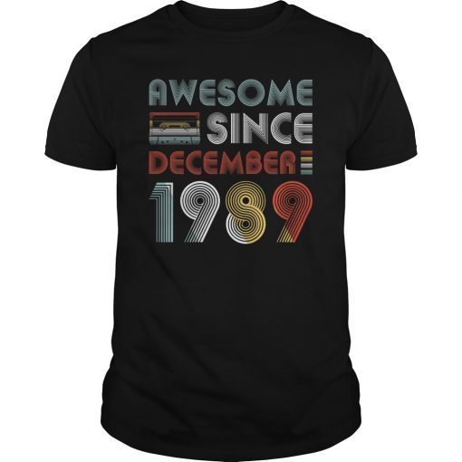Vintage Awesome Since December 1989 30th Birthday T-Shirt