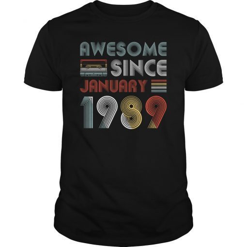 Vintage Awesome Since January 1989 30th Birthday T-Shirt
