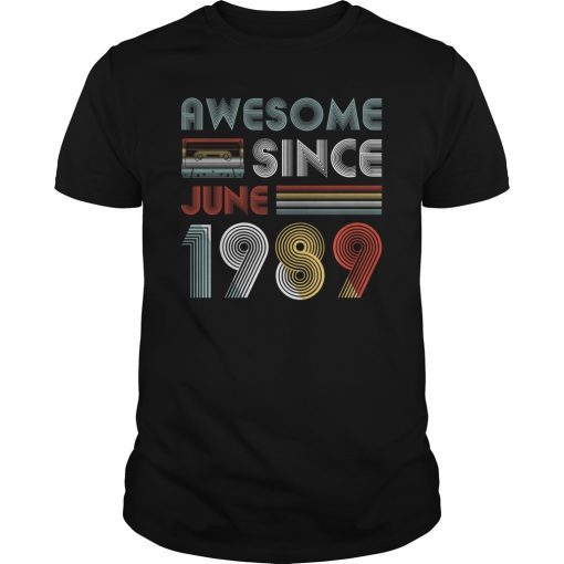 Vintage Awesome Since June 1989 30th Birthday T-Shirt