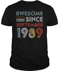Vintage Awesome Since September 1989 30th Birthday T-Shirt