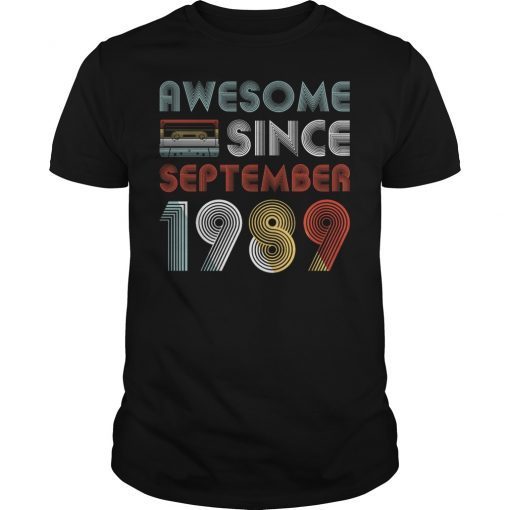 Vintage Awesome Since September 1989 30th Birthday T-Shirt