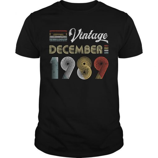 Vintage December 1989 30th Birthday Retro Style T-Shirt