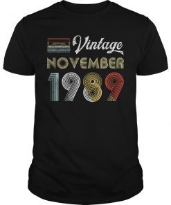 Vintage November 1989 30th Birthday Retro Style T-Shirt