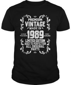 Vintage Premium Made In 1989 T-Shirt 30th Birthday Gift