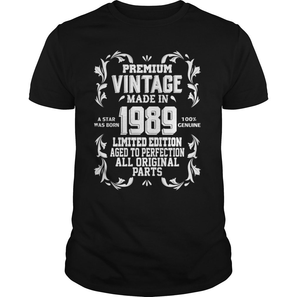 Vintage Premium Made In 1989 T-Shirt 30th Birthday Gift