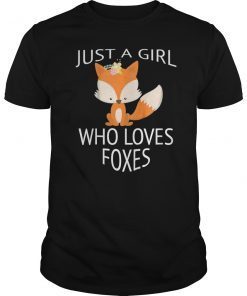 Womens Kids Just a girl who loves foxes funny T-shirt