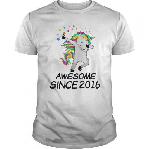 3rd Bday Unicorn Shirt Awesome Since 2016 3 Bday Gift