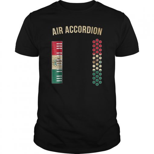 Air Accordion Shirt, Mexican Flag Colors Golden Elements