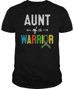 Aunt Of A Warrior Autism Awareness Support Ribbon T-Shirt