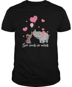 Autism Awareness Love Needs No Words Elephant T-Shirt