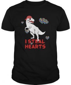 Autism Awareness TShirt Kids Dinosaur T rex I Steal Hearts