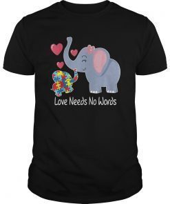 Autism awareness love needs no words elephant T-shirt Gift