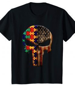 Autism awareness skull puzzle-pieces shirt