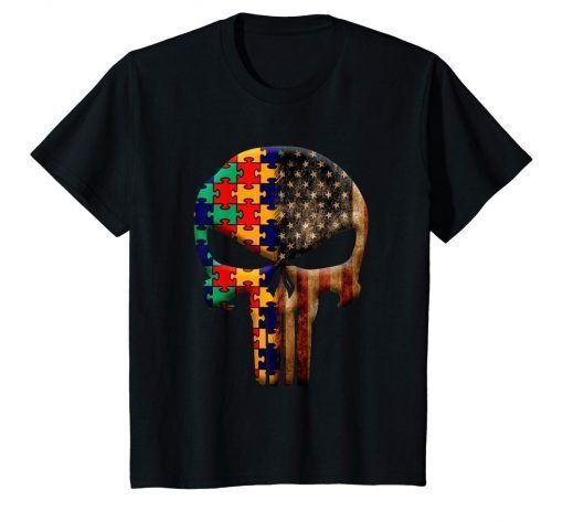 Autism awareness skull puzzle-pieces shirt