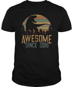 Awesome Since 2016 T-Shirt 3 Years Old Dinosaur Gift