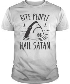 Bite People Hail Satan Shark Tee Shirt