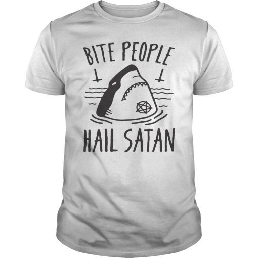 Bite People Hail Satan Shark Tee Shirt