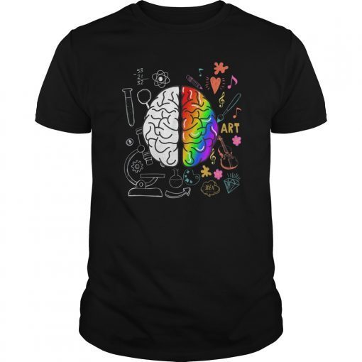 Colorful Brain Art Lover Shirt for music & chemistry Teacher