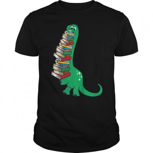 Cute Dinosaur Reading Books T-Shirt T-Rex Book Gift For Kids