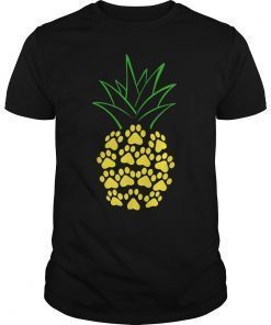 Cute Dog Paw Pineapple T-Shirt Dog Lover Hawaii Gift