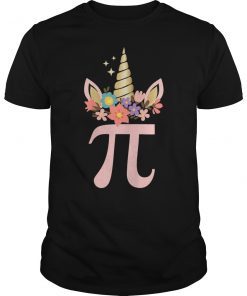 Cute Unicorn Face Pi Day Shirt Girls Women Math Geek Tee
