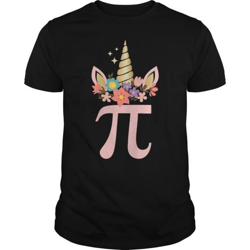 Cute Unicorn Face Pi Day Shirt Girls Women Math Geek Tee