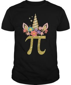 Cute Unicorn Face Pi Day Shirt Girls Women Math Symbol Tee