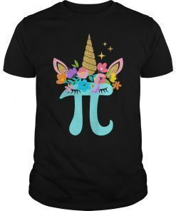 Cute Unicorn Face Pi Day Tee Shirt Girls Boys Math Geek Tees