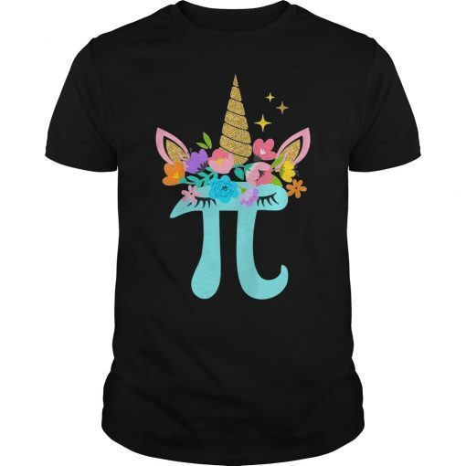Cute Unicorn Face Pi Day Tee Shirt Girls Boys Math Geek Tees