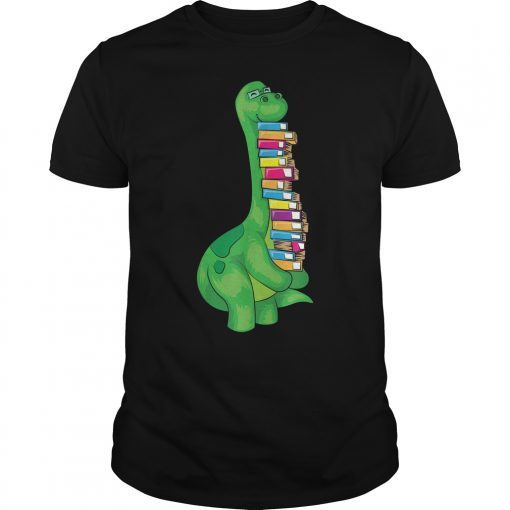 Dinosaur With Lots Of Books Shirt